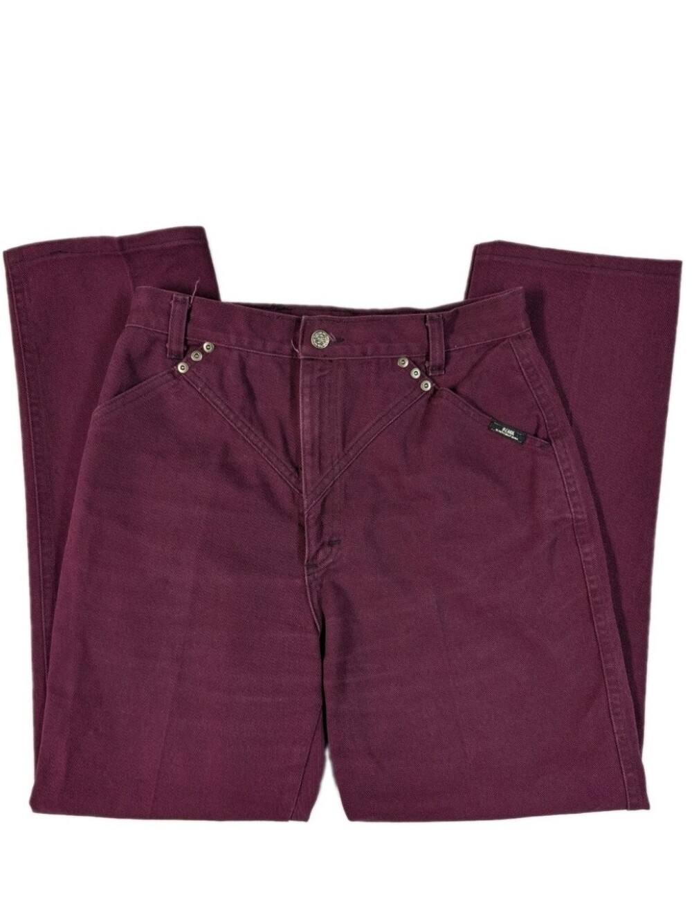 Vintage Ozark Mountain Jean Co Burgundy Bareback Western Pants USA 11/12 x 29